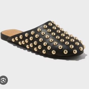 A New Day Black and Gold Studded Women's Mules